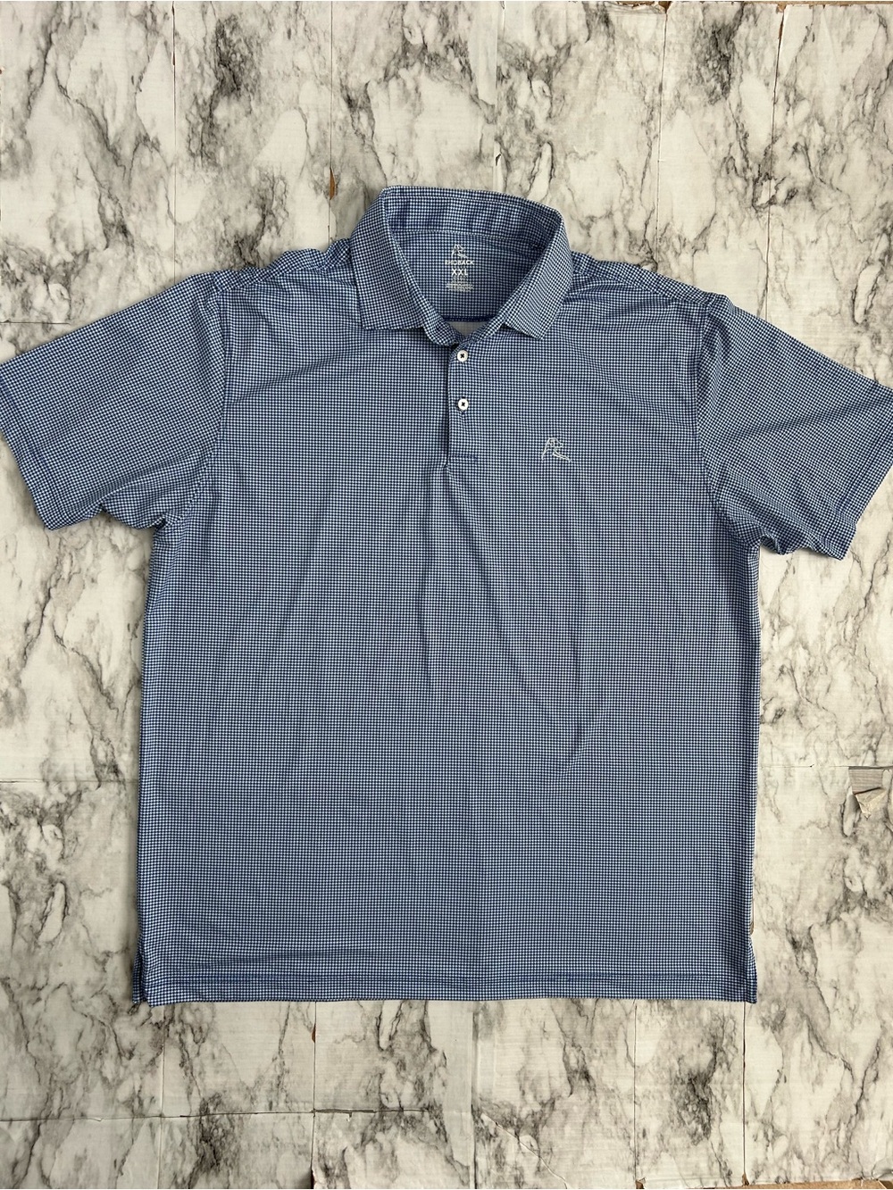 Rhoback | men’s size XXL Performance Polo golf travel houndstooth pattern blue